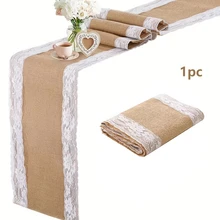 1 bộ/2 bộ/3 bộ/5 bộ/10 bộ khăn trải bàn vải bố - Khăn trải bàn vải 12" X 108" có viền ren ở cả hai mặt, dùng cho đám cưới, phong cách cổ điển mộc mạc, thích hợp cho Giáng sinh, Lễ tạ ơn, Đám cưới theo chủ đề, Sinh nhật, Ăn tối, Tiệc tùng, Ngày lễ tình nhân - Nhiều màu - Xem 24