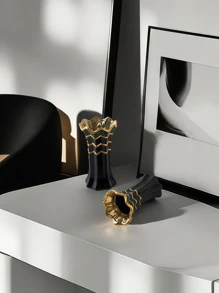 1 pezzo Vaso in ceramica bianco puro con stampa in oro adatto per soggiorno, ingresso, scaffale, davanzale, display multiscenario, composizione floreale