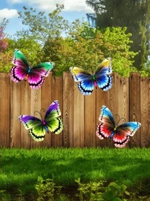 1pc/4pcs Colorful Metal Butterfly Decor, Versatile Seasonal Garden/Yard/Fence Hanging Ornament, Floral Themed Holiday Decoration, Mother's Day Gift, Great For Butterfly Enthusiasts
