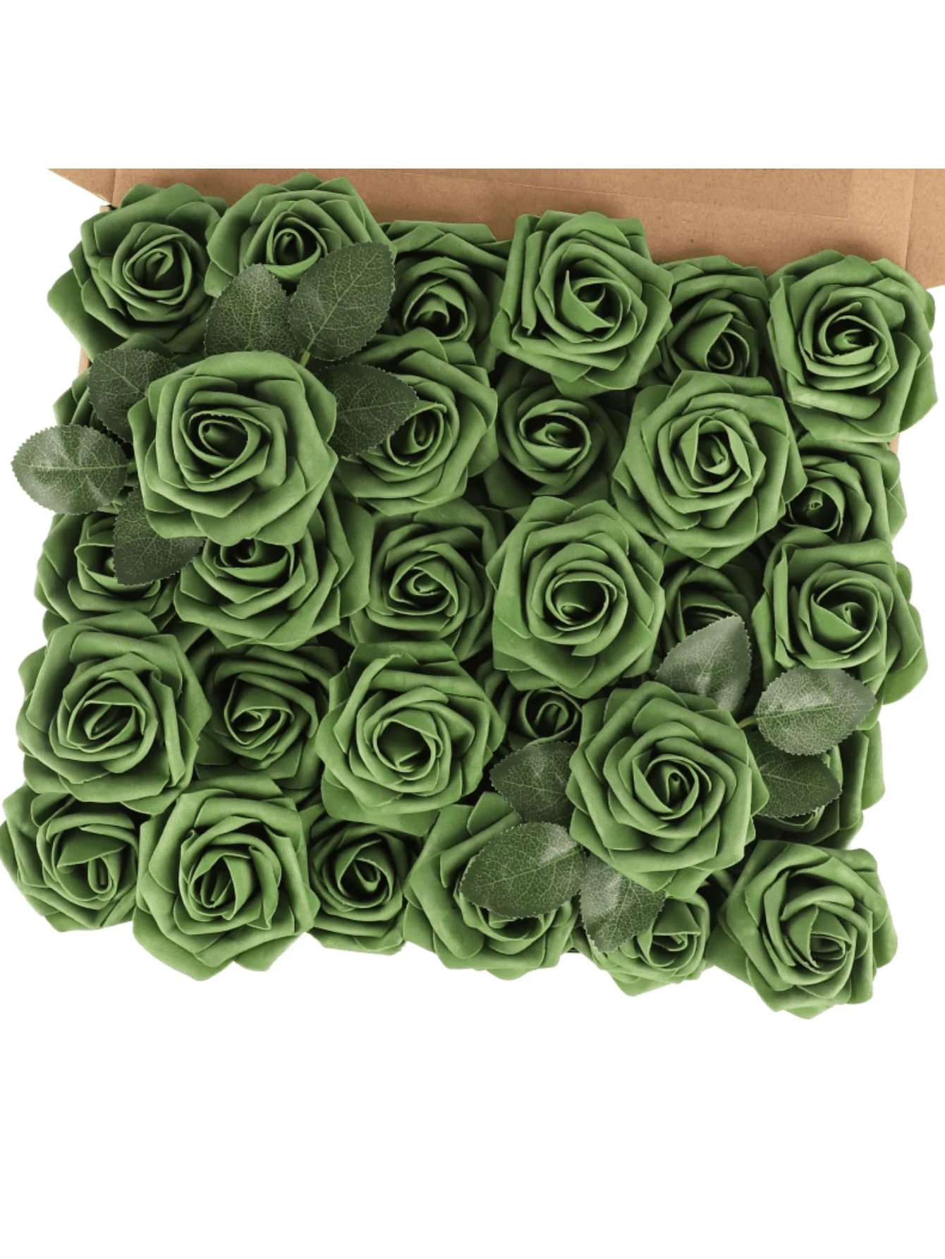 40Pcs/6Pcs Green Roses With Leaves Fake Flowers Real Touch Faux Roses Eucalyptus Leaves For Wedding Flower Bouquet Centerpiece Home Room Office Decoration, Artificial Flowers With Stems Plastic Plants Simulation Flowers For Flower Floral Arrangement