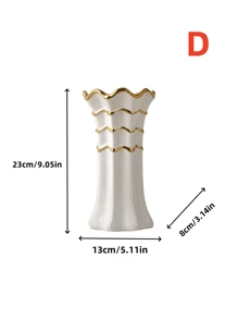 1 pezzo Vaso in ceramica bianco puro con stampa in oro adatto per soggiorno, ingresso, scaffale, davanzale, display multiscenario, composizione floreale