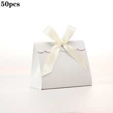 20/50pcs Mini Blank White Gift Box With Colorful Ribbons - Perfect For Birthday Party Gifts, DIY Crafts & Elegant Wedding Displays, Gift Boxes