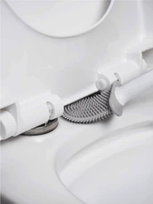 1 pièce, Brosse de toilette en silicone, petite brosse murale compacte de nettoyage, manche long détachable, trous de ventilation, étanche aux fuites, tête plate, poils doux, séchage rapide, fabriquée en PP et TPR