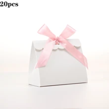 20/50pcs Mini Blank White Gift Box With Colorful Ribbons - Perfect For Birthday Party Gifts, DIY Crafts & Elegant Wedding Displays, Gift Boxes
