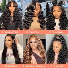 42 Inch 250% Density Loose Deep Wave 13x4 Loose Deep Wave Glueless Wig Human Hair Lace Front Wigs Pre Plucked With Baby Hair Natural Hairline - Natural Black - View 7
