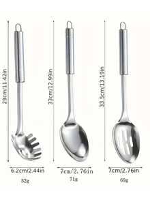 7/9 Pcs Cooking Utensils Set, Stainless Steel Kitchen Utensils, Heat Resistant Metal Kitchen Tools Include Solid & Slotted Turner Wok Spatula, Serving Spoon, Ergonomic Handle, Easy To Clean - 9pcs - View 4