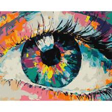 nerd hunters Kit de peinture par numéros avec cadre en bois - Art pop coloré de l'œil - canevas de 50x40 cm - Ensemble de peinture abstraite moderne DIY