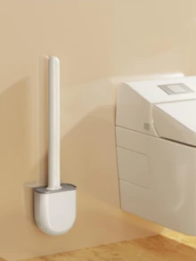 1 pièce, Brosse de toilette en silicone, petite brosse murale compacte de nettoyage, manche long détachable, trous de ventilation, étanche aux fuites, tête plate, poils doux, séchage rapide, fabriquée en PP et TPR