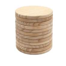 VingeGa 5/10pcs Round/Square 4 Inch Blank Unfinished Wooden Coasters With Non-Slip Foam Pad Stickers, Suitable For DIY Painting, Wood Carving, Home Decoration