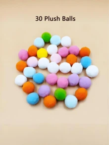 猫玩具枪，互动式无聊缓解毛绒球发射枪，静音聚酯纤维高弹性毛绒球玩具，逗猫棒，互动式发射训练猫玩具套装，包含发射器和 30/50 个马勃球，适合室内猫，这是一款运动型猫玩具，可增进主人与猫之间的爱与信任，颜色随机