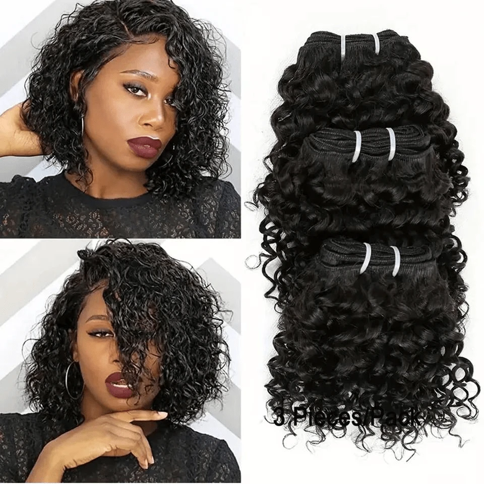 3pcs/Set Water Wave Remy Human Hair Extensions, 8-12 Inches, Brazilian Remy Human Hair Braiding, Natural Curly Hair Weave