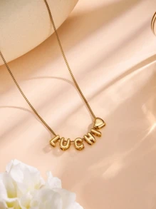 1 pieza Collar con nombre en 3D con burbuja, joya personalizada con inicial en burbuja, collar con placa con inicial en burbuja redonda - Regalo personalizado para amigos, parejas y familia