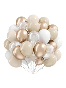40 pezzi di ornamenti rotondi da 10 pollici di colore champagne dorato metallico, bianco sabbia vintage, bianco opaco e trasparente con 1 nastro argentato, adatti per San Valentino, compleanni, decorazioni per matrimoni, decorazioni per la casa, feste per single, ecc.