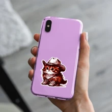1PC 3-Inch Removable Vinyl Waterproof Creative Cute Fluffy Kitten In Cowboy Outfit Sticker For Laptop, Phone Case, Water Bottle, Journal, Notebook, Helmet, School Supplies, Dorm Decor, Office Desk, Car Window, Luggage, Skateboard, Toolbox, Motorcycle, Car Bumper, Kindle – Aesthetic Animal Sticker/"Western Animal Sticker"/Western Gifts For Cat Moms - Multicolor - View 4