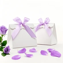 20/50pcs Mini Blank White Gift Box With Colorful Ribbons - Perfect For Birthday Party Gifts, DIY Crafts & Elegant Wedding Displays, Gift Boxes