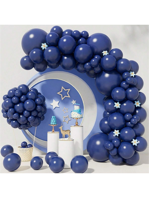 121pcs Navy Blue Latex Balloons, Suitable For Birthday, Wedding, Bridal Shower, Graduation Ceremony, Anniversary, Summer Theme Party, Backdrop, Home Decor