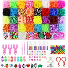 2800+ Stücke, 32 Farben, 40 Gitterkarton Loom Bänder Charms Haken Bunte Gummiband Armband Set Loom Bänder Armband Bastel Set Gummiband Weihnachtsgeschenk