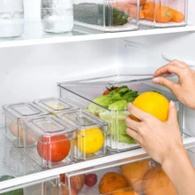 Lislark Set Of 7/10PCS Kitchen Organiser Fridge Box Holder Food Veg Storage Clear With Lid Set Color Clear - 7PCS - View 2