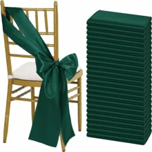 6/8/12/16/24 piezas Lazos de satén para silla, lazos de cinta verde oscura para decorar sillas para boda, fiesta de cumpleaños, hotel, evento, 7 X 108 pulgadas - Multicolor - Ver 48