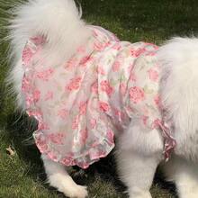 1pc Pet Summer Mesh Rose Dress, Cute Princess Style Dress For Medium/Large Dogs, Suitable For Border Collie, Golden Retriever, Samoyed, Labrador - Pink - View 3