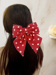 1pc Fabric Hair Clip, Sweet Polka Dot Printed Bowknot Spring Clip Hair Accessory, Suitable For Ponytail, Bun, Wedding And Casual Wear, Claw Clips, Clips For Hair, Hair Slide, Hair Claws