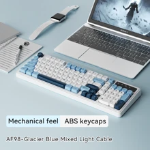 AJAZZ AF98 Kabelgebundene Tastatur mit mechanischem Gefühl, gemischte RGB-Hintergrundbeleuchtung, lange Lebensdauer, Mehrfarbig, Büro-Computer-Tastatur 98 mit Lautstärkeregler