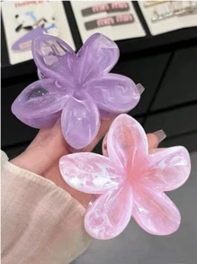 2pcs New Acrylic Frangipani Flower Design Oversized Hairpins, Elegant And Exquisite Personalized Hairpin Accessories For Valentine's Day, Suitable For Women, Versatile Daily Wear