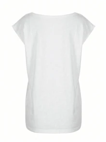 Summer V-Neck Star Print Batwing Sleeve Casual Beach T-Shirt White - White - View 3