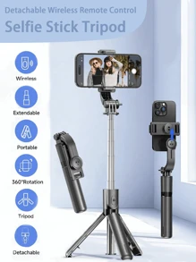 Tripod portatile per selfie, Tripsod autoadesivo estendibile con telecomando senza fili e stelo per tripodi, leggero e compatto, compatibile con 15 14 13 12 Pro Xs Max X 8Plus, e GoPro compatibile anche con telefono e , per vacanze estive, viaggi, riempimento di luce, attività all'aperto, live streaming