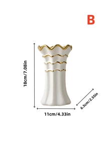 1 pezzo Vaso in ceramica bianco puro con stampa in oro adatto per soggiorno, ingresso, scaffale, davanzale, display multiscenario, composizione floreale