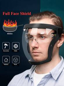 Full Face Protection Shield - Transparent Durable Plastic Material, Suitable For Outdoor, Kitchen And Security Labor Protection