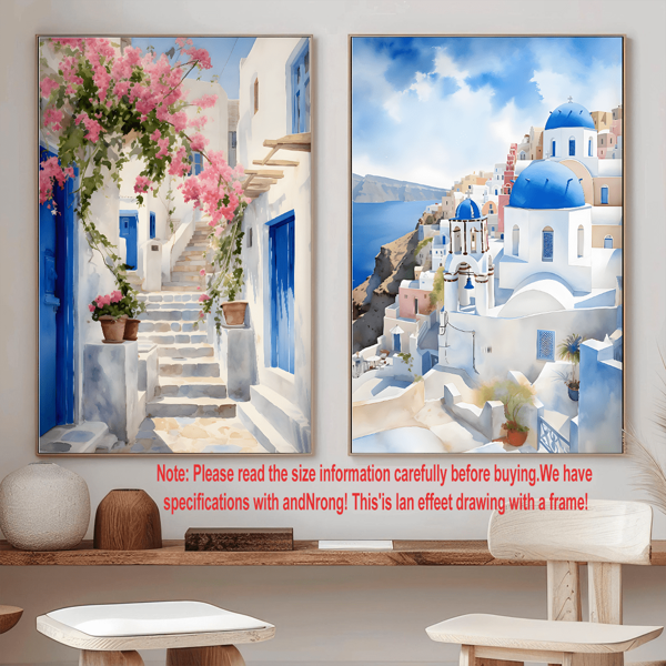 2pcs, Greek Wall Art Prints, Santorini Wall Art, Mediterranean Wall Art Prints, Greek Prints, Santorini Art, Mediterranean Decorations, Wall Art With Frame, Wall Arts, Posters, Canvas Material (Optional Frame) , Suitable For Living Room, Bedroom, Office, Etc. - Holiday, Mural, Poster, Birthday Gift, Perfect For Friend Gifts