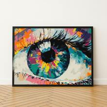 nerd hunters Kit de peinture par numéros avec cadre en bois - Art pop coloré de l'œil - canevas de 50x40 cm - Ensemble de peinture abstraite moderne DIY