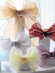 1 Roll 4cm * 10yd Fishtail Yarn Ribbon Wavy Edge Pleated Chiffon Ribbon Gift Wrap Wedding Birthday Party Flowers DIY Decoration - Pearl Chiffon Ribbon - View 6