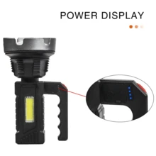 Lámpara de trabajo COB de mano de alta potencia con mango de búsqueda, linterna recargable LED, linterna reflectora para actividades al aire libre - Negro - Ver 7