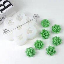 7件套花朵玫瑰牡丹硅胶模具3D花朵蜡烛石膏皂树脂工艺品模具DIY巧克力软糖甜点蛋糕模具 - 白色 - 查看 8