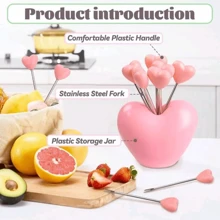 5 Stücke Fruchtgabeln - rosa, herzförmige Edelstahl Salat, kreative Kuchen Dessert Gabeln, geeignet für Valentinstag, Weihnachten, Hochzeiten und Partys. Perfekt zum Servieren von frischen Früchten und Snacks, Party Geschirr | romantisches Thema | Geschirr, Fruchthaltende Tafelausstattung