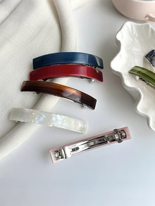 1pc Woman's Solid Color 9.5cm Stylish Acetic Acid Hair Clips, Back Of The Head Hair Accessories Hairpin, One-Line Ponytail Hair Accessory, Suitable For Daily Wear ,Festival Gifts - Multicolor - View 4