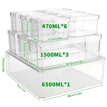 Lislark Set Of 7/10PCS Kitchen Organiser Fridge Box Holder Food Veg Storage Clear With Lid Set Color Clear - 10 CÁI - Xem 3