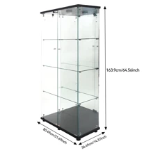 Vinoteca Brightness 164*80*36 cm con 4 niveles de almacenaje, puertas dobles, cristal templado, mueble de almacenaje, vitrina de cristal, mueble de colección, salón/dormitorio, color negro