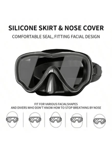 Adult Diving Mask - Tempered Glass Full Face Mask, Waterproof Anti-Fog Outdoor/Water Sport Swimming Goggles