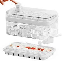 64 Grids Ice Cube Tray With Lid Party Bar Ice Cube Maker Mould Ice Storage Box Ice Cube Trays For Freezer With 2 Trays