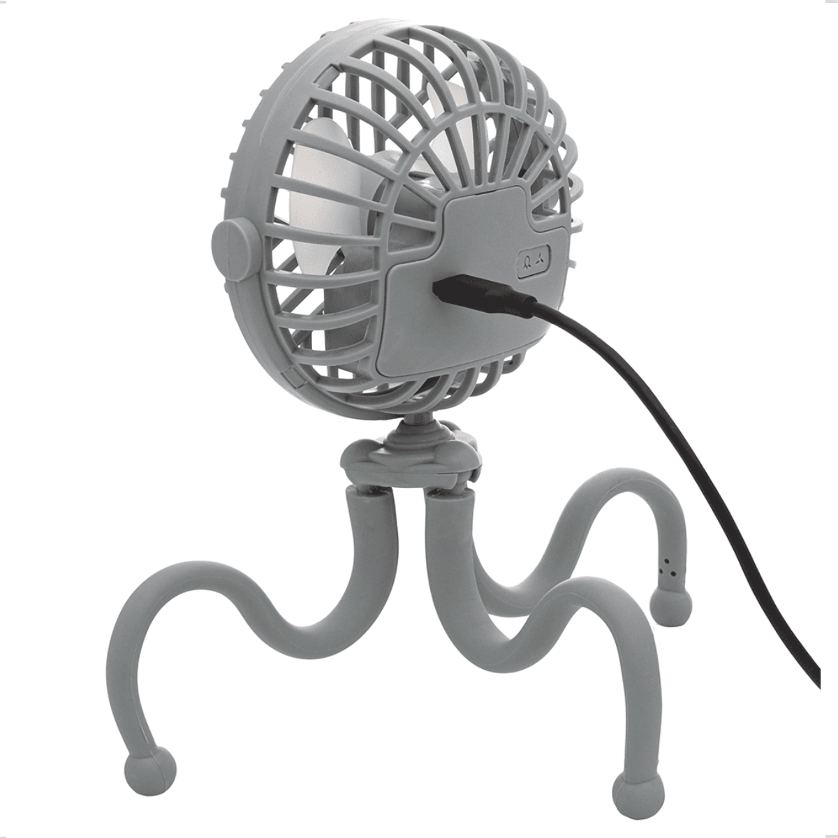 Ventilador Carrinho Portátil Multiuso Para Bebe com Bateria Cabo Carregador 3 Velocidades Buba - Cinza - Visão 5