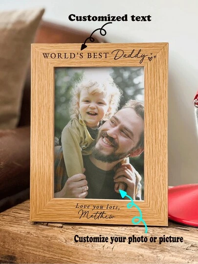 Marco de fotos de madera personalizado y personalizado, pantalla de pared de fotos familiares DIY, de doble uso para decoración del hogar, regalo perfecto para el Día del Padre, el Día del Maestro, el Día de la Madre