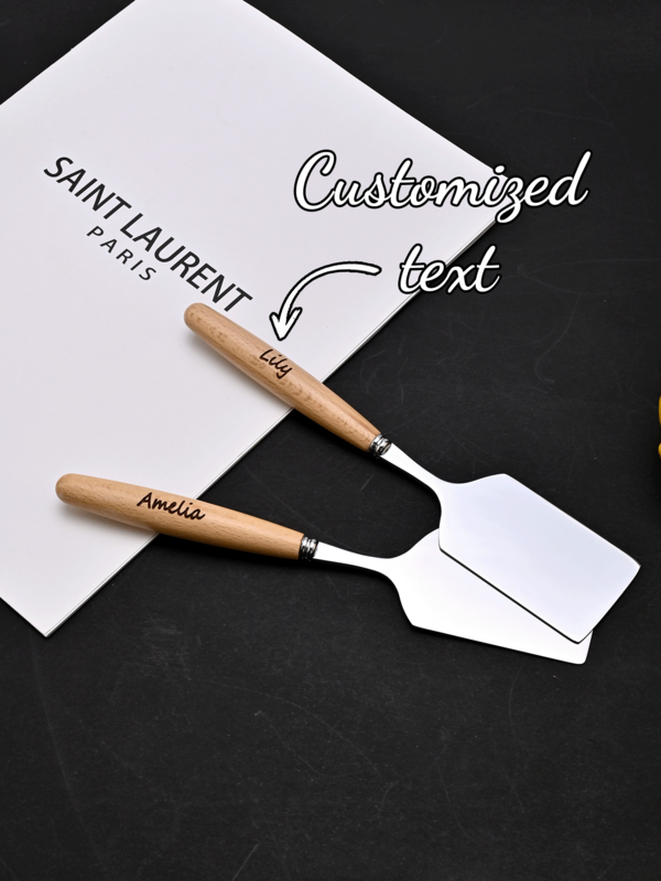 Spatule en acier inoxydable avec manche en bois, retourneur de crêpes antiadhésif, retourneur d'œuf frit pour la cuisson, la friture, le grillage, la cuisson au four, le barbecue