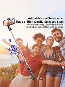 Tripod portatile per selfie, Tripsod autoadesivo estendibile con telecomando senza fili e stelo per tripodi, leggero e compatto, compatibile con 15 14 13 12 Pro Xs Max X 8Plus, e GoPro compatibile anche con telefono e , per vacanze estive, viaggi, riempimento di luce, attività all'aperto, live streaming