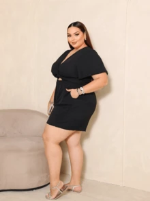 Plus Size Jumpsuit Loose Comfortable Short Romper - 黑色 - 查看 5