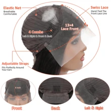 42 Inch 250% Density Loose Deep Wave 13x4 Loose Deep Wave Glueless Wig Human Hair Lace Front Wigs Pre Plucked With Baby Hair Natural Hairline - Natural Black - View 6