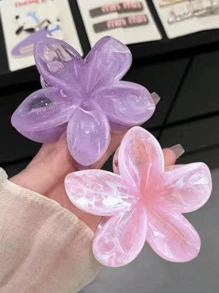 2pcs New Acrylic Frangipani Flower Design Oversized Hairpins, Elegant And Exquisite Personalized Hairpin Accessories For Valentine's Day, Suitable For Women, Versatile Daily Wear