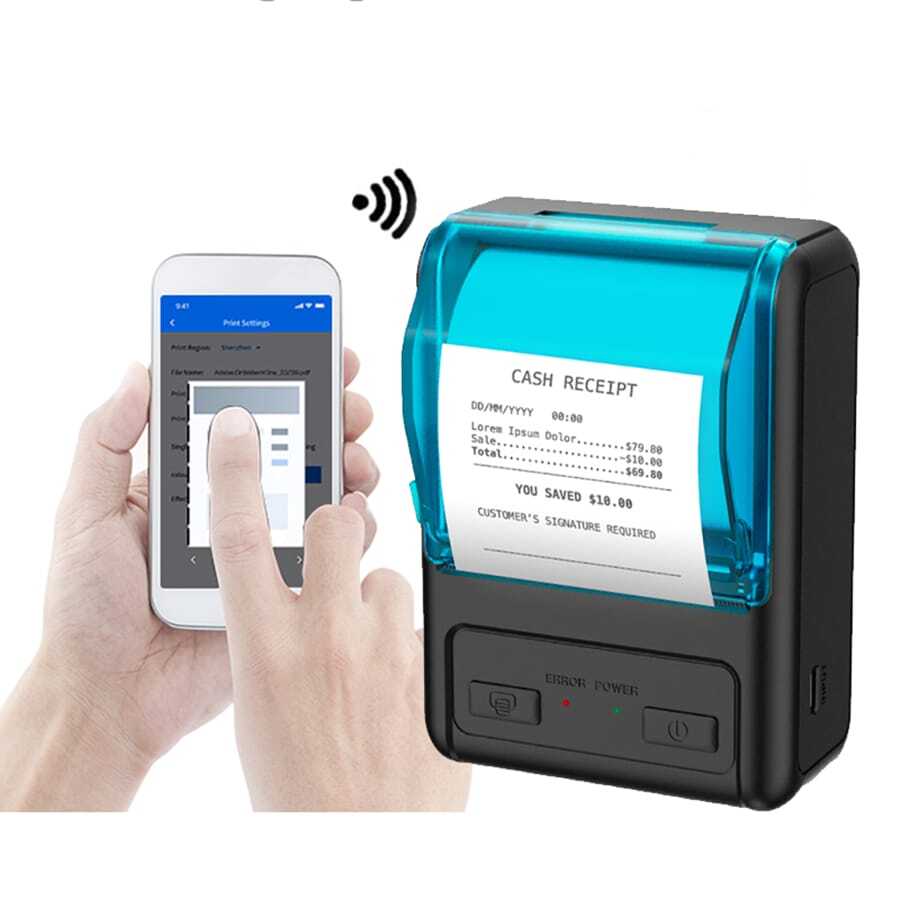 Meihengtong 58mm Receipt Printer Wireless Thermal Portable Wireless POS Printer For Small Business 58mm Mini Mobile Ticket Printer For Android & Windows - 藍黑色 - 查看 1